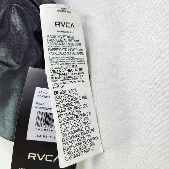RVCA Sports Bra Adults XS Slick Black Matte Shine Womens New - Picture 9 of 10